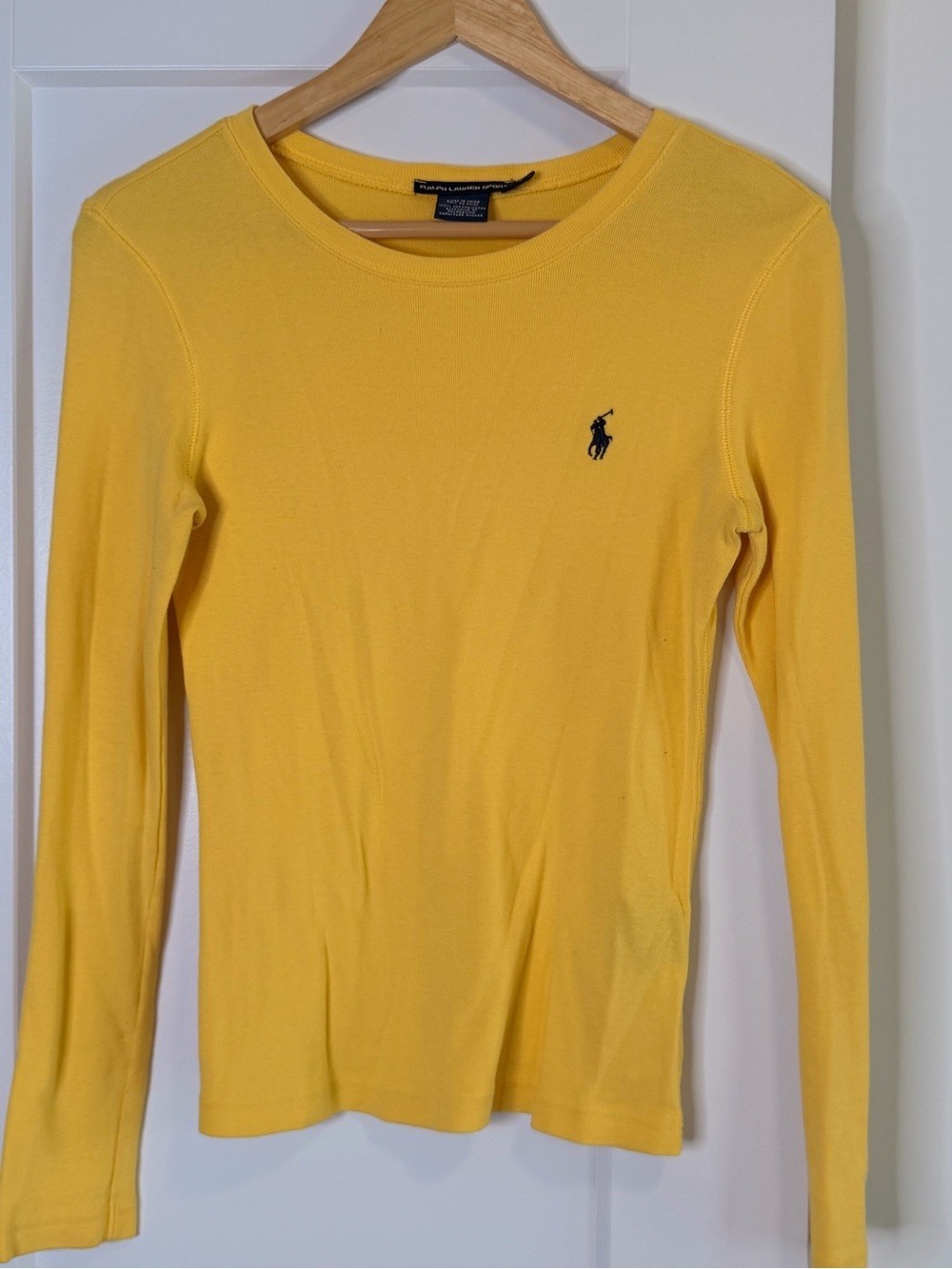Ralph Lauren Yellow Crewneck Sweater with Navy Polo Logo